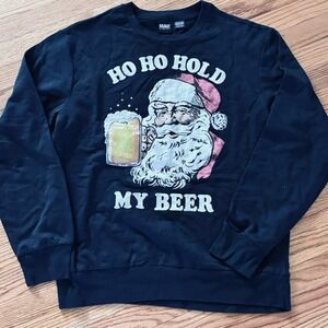 Santa Claus Cheers Beer‎ Mug Sweatshirt Size M Christmas Holiday